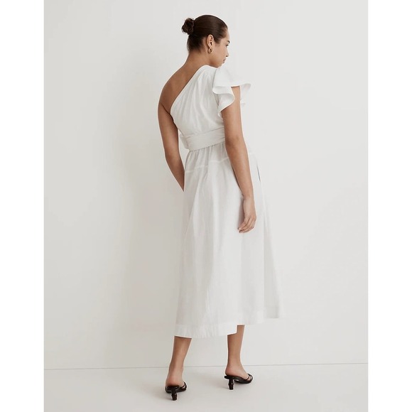 Madewell One-Shoulder Dress in Crisp White - Picture 3 of 15